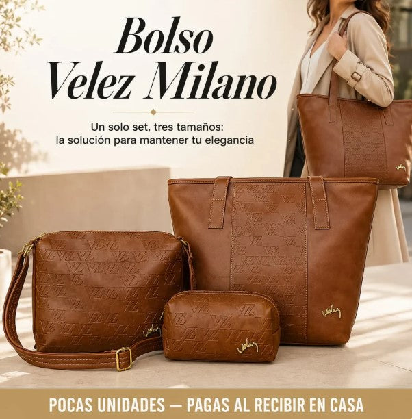 Kit de 3 Carteras de cuero Velez Milano - Lanzamiento Exclusivo con 50% de Descuento